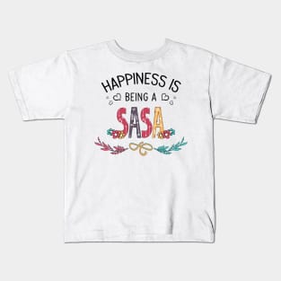 Happiness Is Being A Sasa Wildflowers Valentines Mothers Day Kids T-Shirt